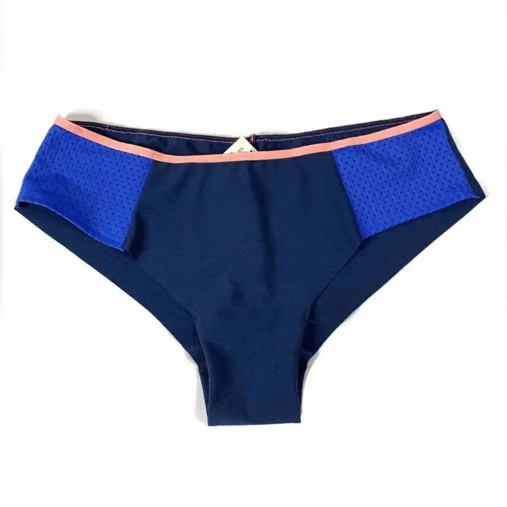 Victorias Secret Pink Supersoft No Show Cheeky panty Mesh Sides navy Medium